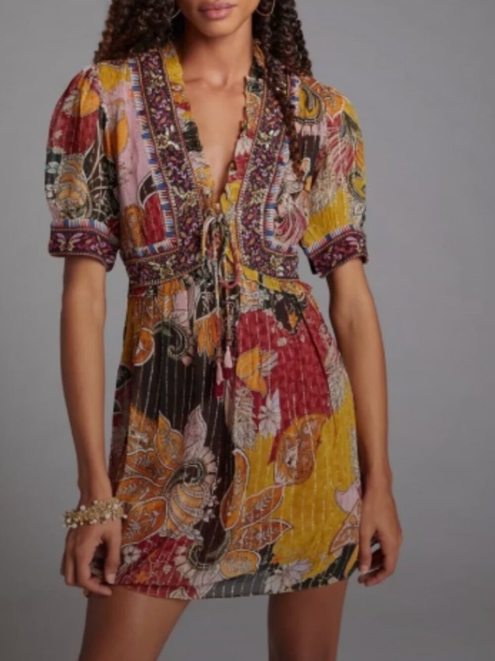 Verb for Anthropologie multicoloured mini dress with ruffle details